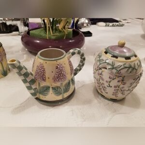 Debbie Mumm's Sugura Lavender Tea Garden Creamer And Sugar Dish